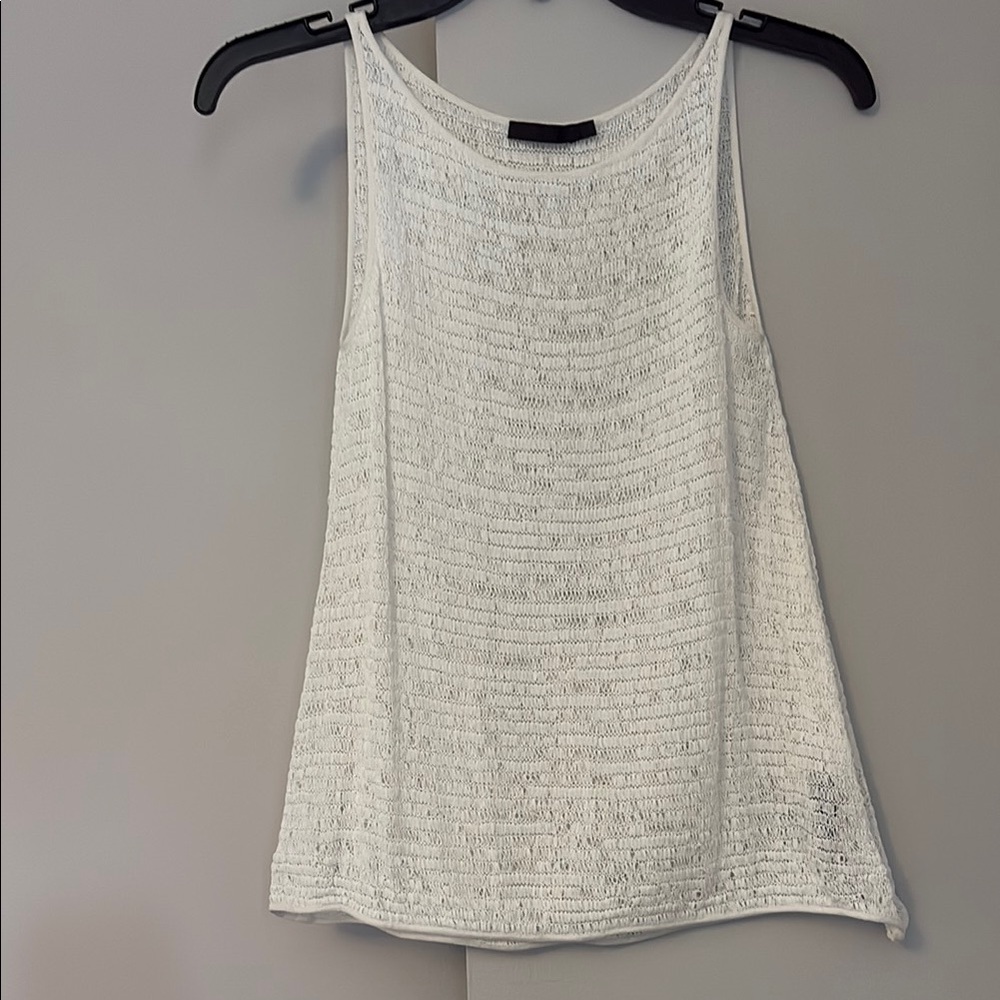 Donna Karan Cream Textured Sleeveless Tank